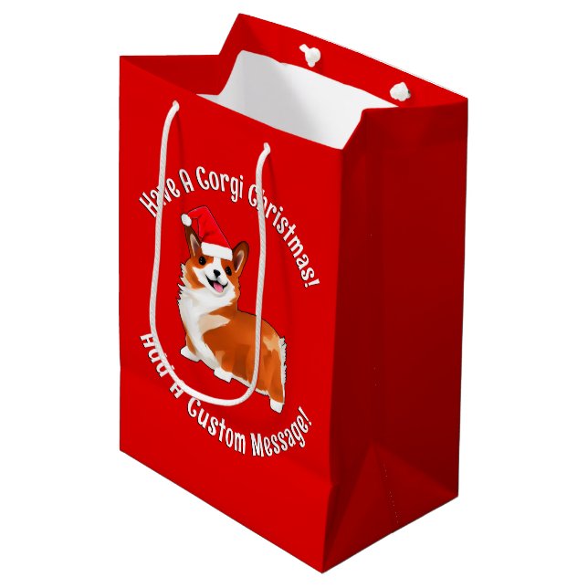 Jul Corgi Hund med Santa Hat (Framsidan Vinklad)