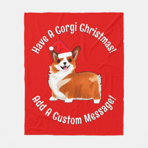 Jul Corgi Hund med Santa Hat Fleecefilt