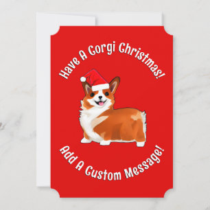 Jul Corgi Hund med Santa Hat Julkort