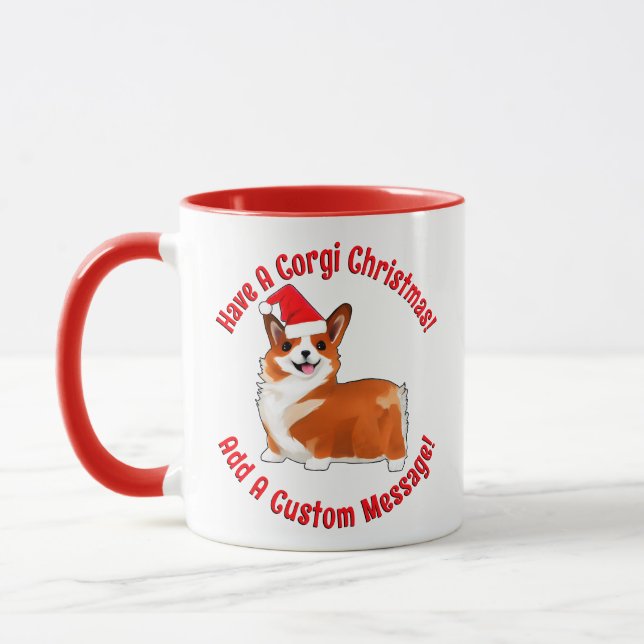 Jul Corgi Hund med Santa Hat Mugg (Vänster)