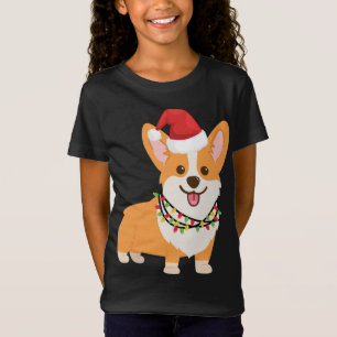 Jul Corgi Hund med Santa Hat och jul L T Shirt