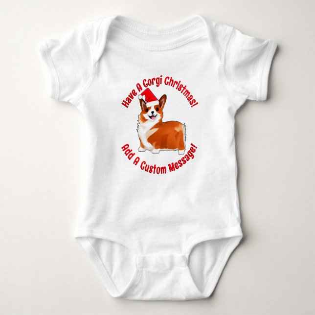 Jul Corgi Hund med Santa Hat T-Shirt (Framsida)