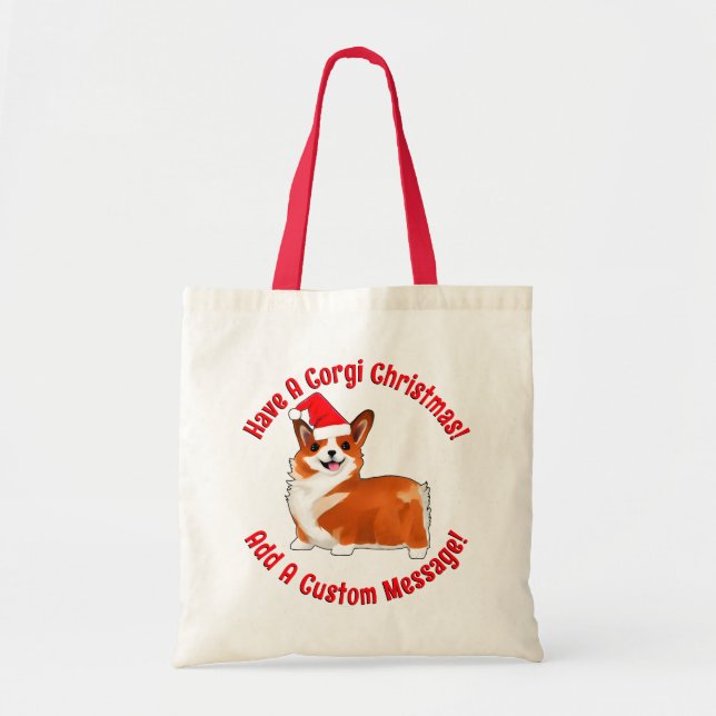 Jul Corgi Hund Med Tomtehatt Tygkasse (Framsidan)