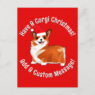 Jul Corgi Hund Med Tomtehatt Vykort