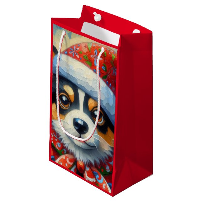 Jul Corgi Hund Puppy w/Santa Hat (Framsidan Vinklad)