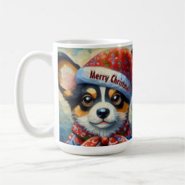 Jul Corgi Hund Puppy w/Santa Hat Kaffemugg