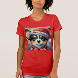 Jul Corgi Hund Puppy w/Santa Hat T Shirt