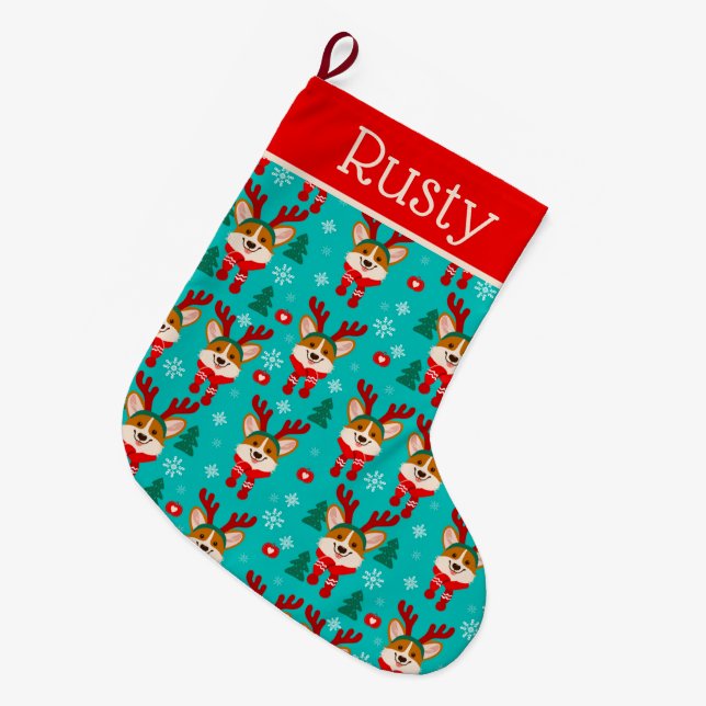 Jul Corgi Hund Stocking Stor Julstrumpa (Framsidan (Hängande))