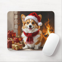 Jul Corgi Hund vid öppen spis Musmatta