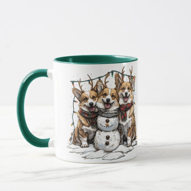 Jul Corgi Hundar Snögubbe Mugg (Vänster)