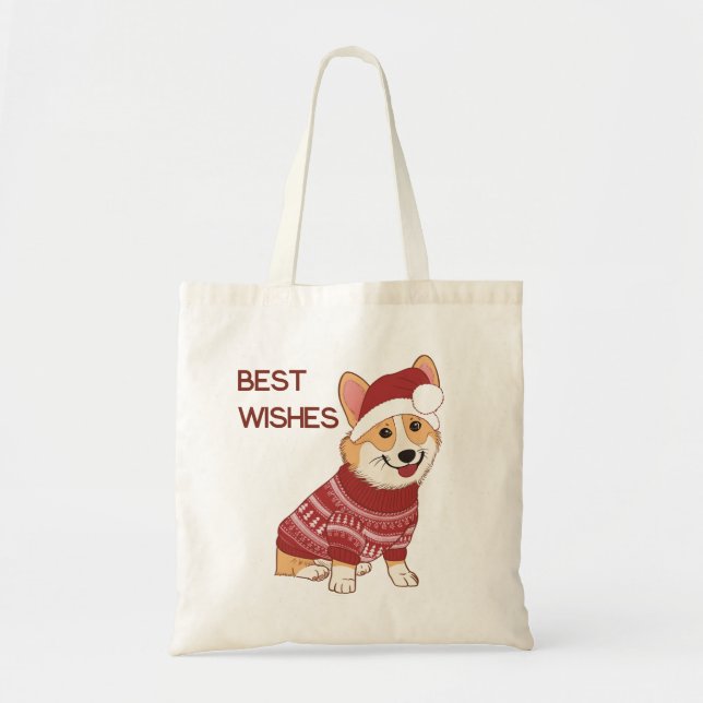 Jul-Corgi i röd tröja firandetotebag Tygkasse (Framsidan)