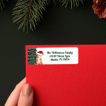 Jul Corgi i Santa Hat Cute Returadress Returadress Etikett<br><div class="desc">Cute anpassningsbar Corgi-julen med en söt Pembroke Welsh Corgi teckning i en röd julhatt med helgdag av söt grönt. De vackra hund sitter framför Julafton träd för dina familjejulkort.</div>