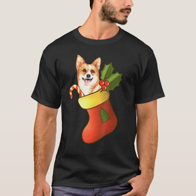 Jul Corgi Inre Strumpor T Shirt (Framsida)