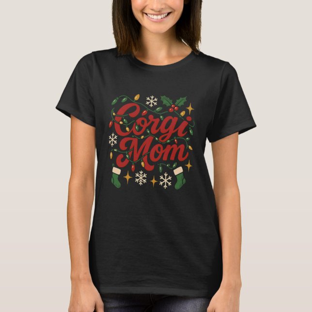 Jul Corgi Mamma Höstljus Design T Shirt (Framsida)