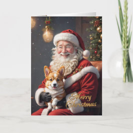 Jul Corgi med jultomten Helgkort