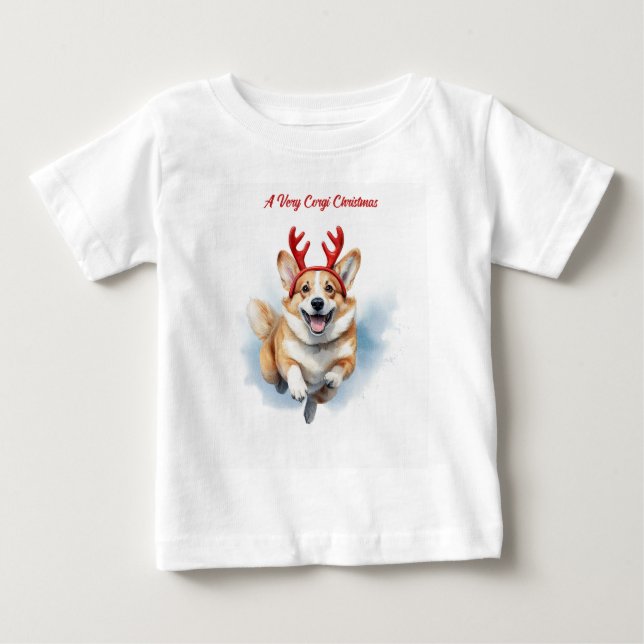 Jul Corgi med Rener-antaller som ger sig av T Shirt (Framsida)