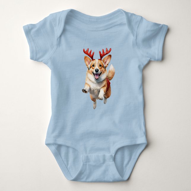 Jul-Corgi med renhorn  T Shirt (Framsida)