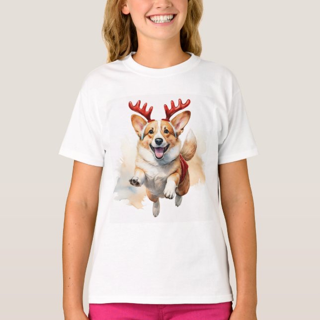 Jul Corgi med renskårar T Shirt (Framsida)