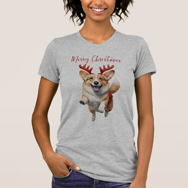 Jul Corgi med renskårar T Shirt (Framsida)