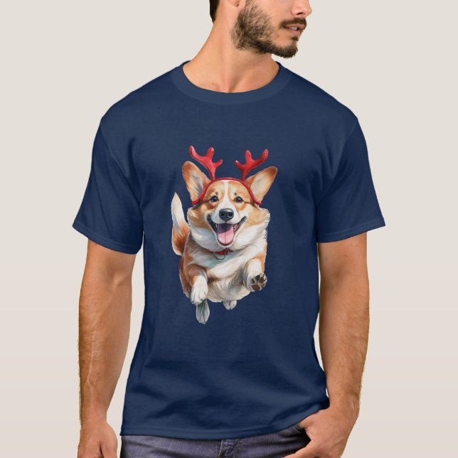 Jul Corgi med renskårar T Shirt (Framsida)