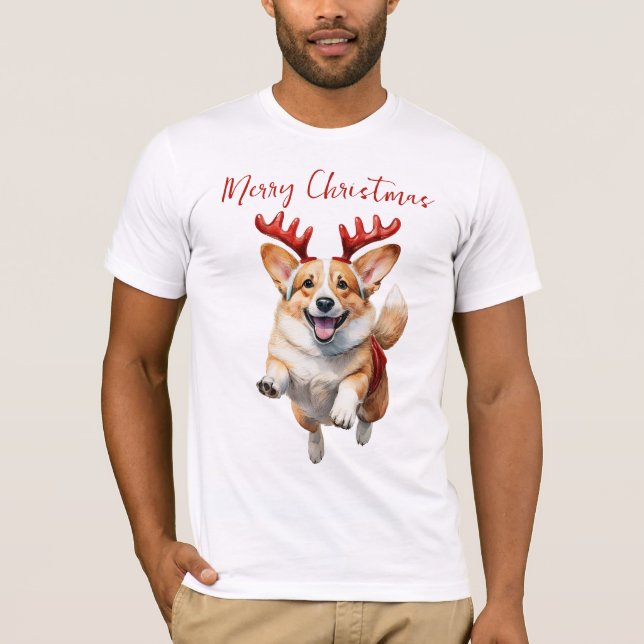 Jul Corgi med renskårar T Shirt (Framsida)
