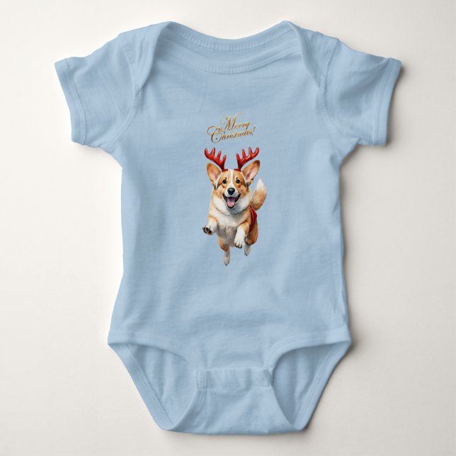 Jul Corgi med renskårar T Shirt (Framsida)