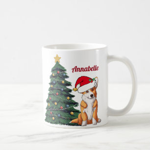 Jul Corgi med Svan Santa Hat-Personligen Kaffemugg