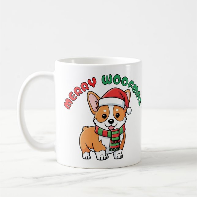Jul Corgi Mugg: Merry Woofmas Kaffemugg (Vänster)