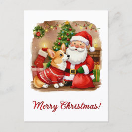 Jul-Corgi och Tomte-Julkort Vykort