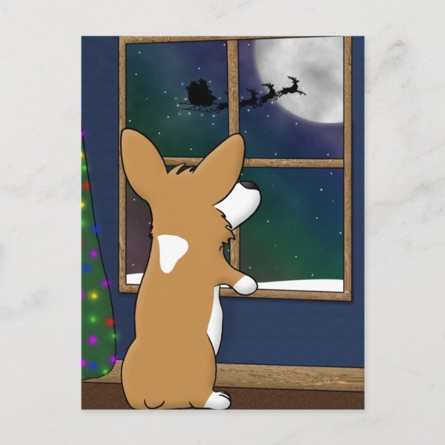 Jul Corgi på Window Helg Vykort (Framsida)