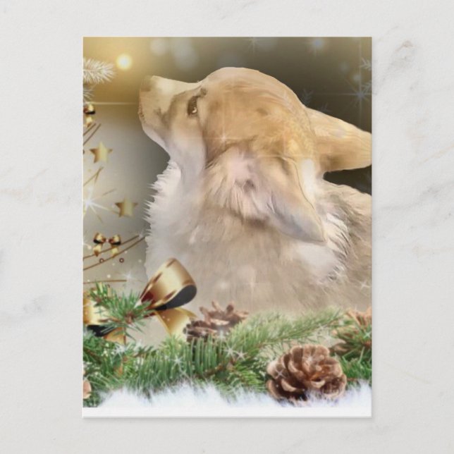 Jul Corgi Puppy Helg Vykort (Framsida)
