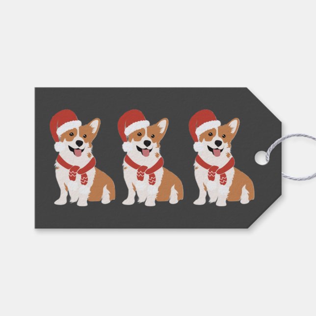 Jul Corgi Rik Kol Charcoal Elegant Lekfull Presentetikett (Framsidan (Horisontell))