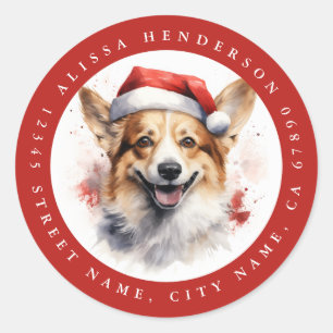 Jul Corgi Round Stickers Runt Klistermärke