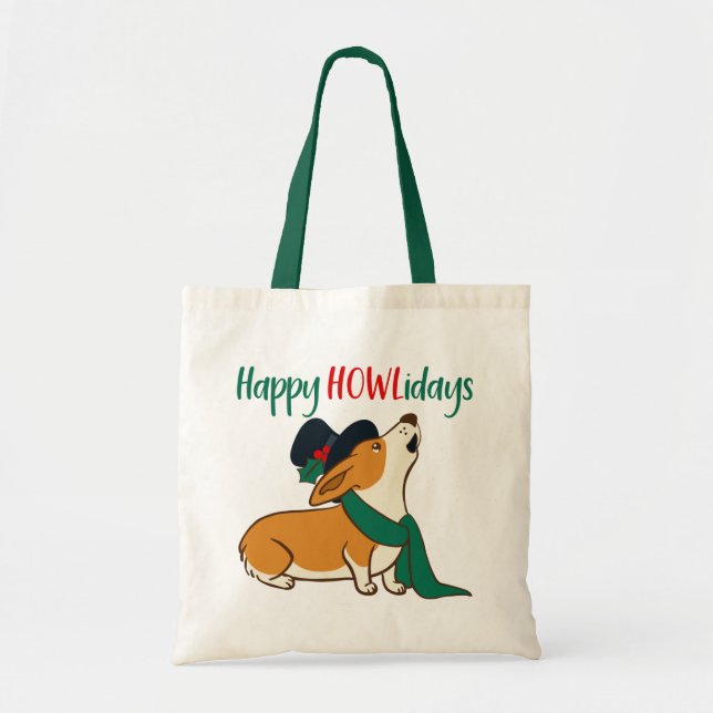 Jul Corgi Singing Tote Bag Tygkasse (Framsidan)