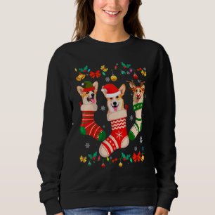 Jul Corgi Sock Julafton Reindeer Santa ELF Hund T Shirt