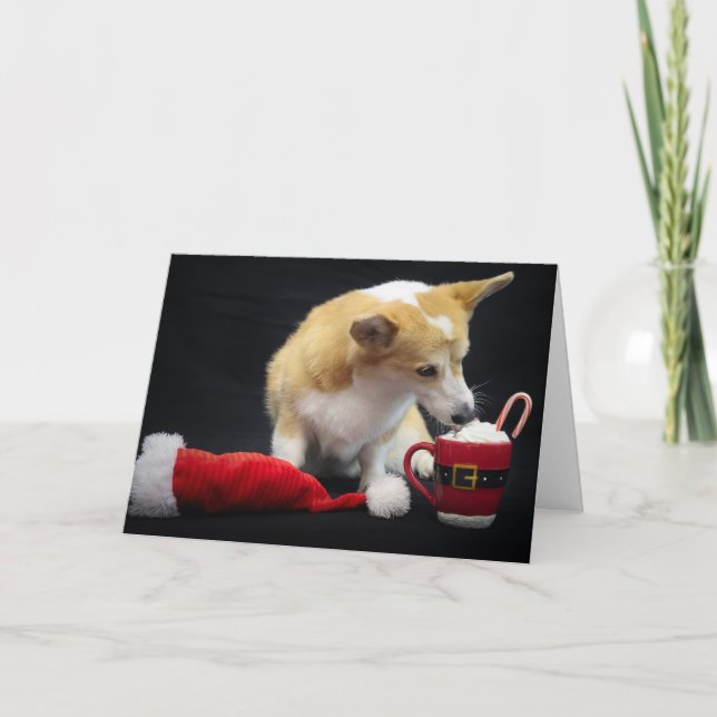 Jul-Corgi som äter vispad grädde Kort (Framsida)