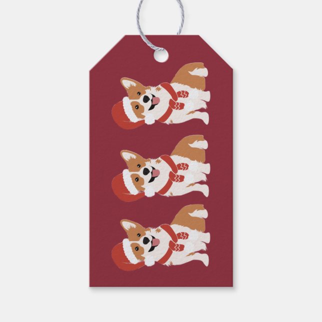 Jul Corgi Tomtehatt Rik Djup Tranbär Presentetikett (Framsidan)