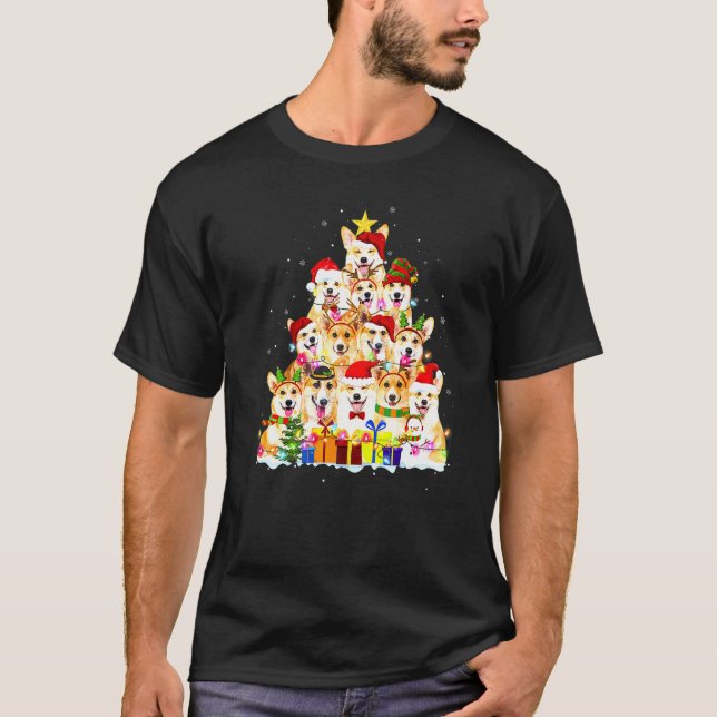 Jul Corgi Träd Xmas Glad Corgmas T Shirt (Framsida)