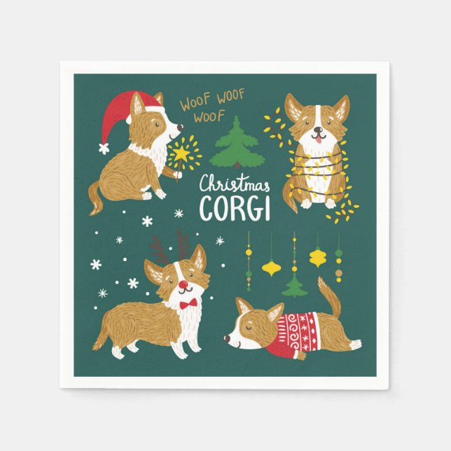 Jul Corgi | Woof Woof Woof Woof Pappersservett (Framsidan)