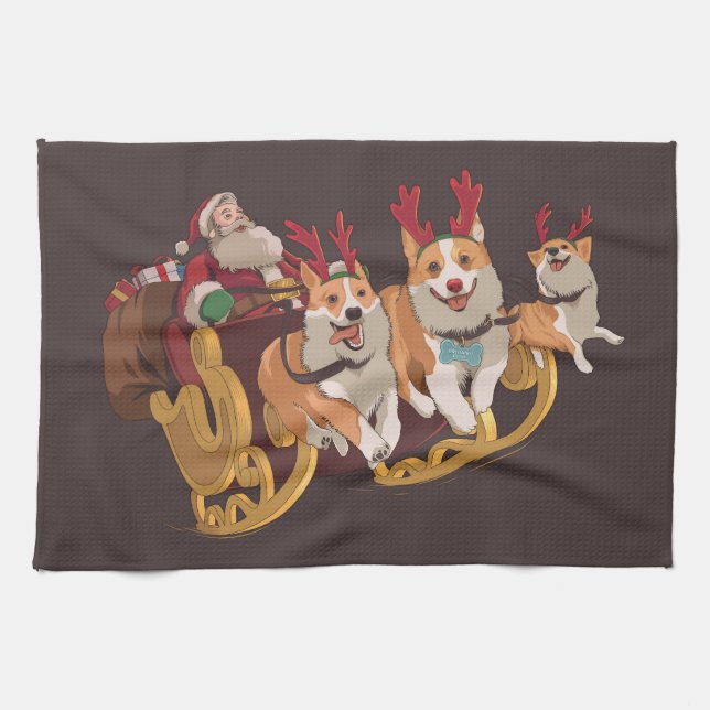 Jul corgis kökshandduk (Horisontell)