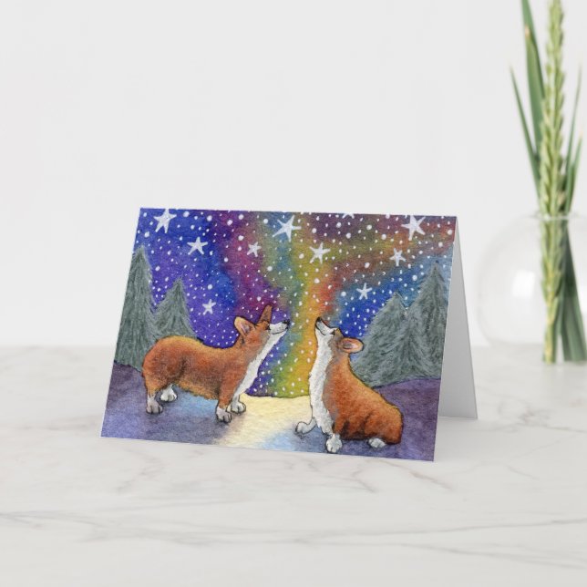 Jul Corgis Njut av Stars Together CARD Helgkort (Framsida)
