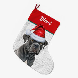 Jul Corso Hund med Namn Woof Background Stor Julstrumpa