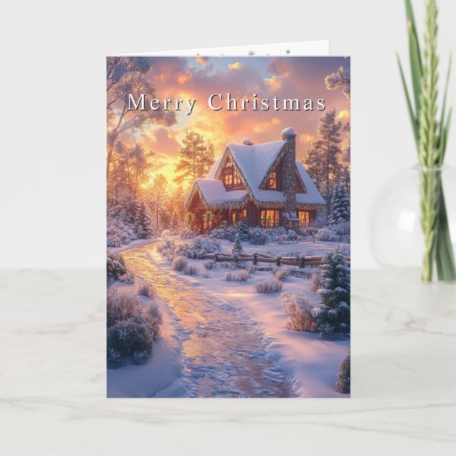 Jul Country Hem Solnedgång Kort (Framsida)