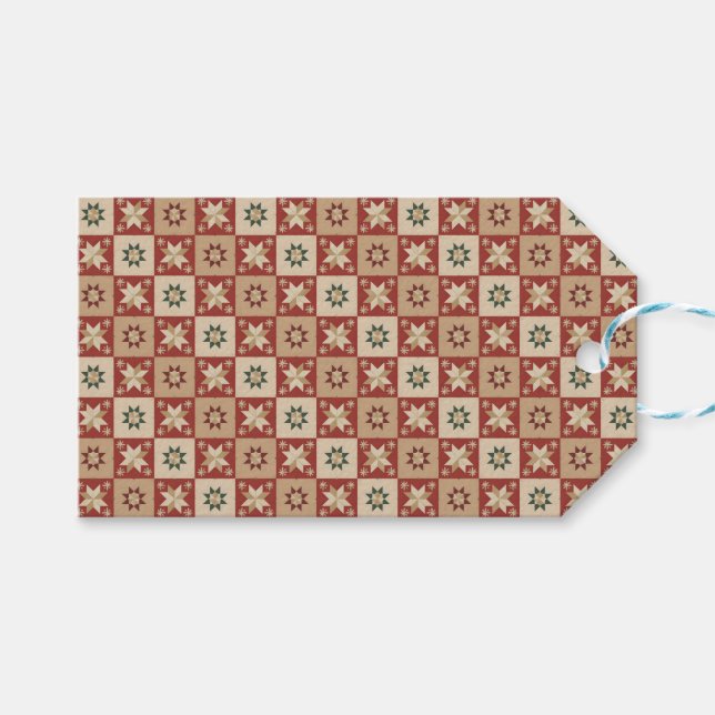 Jul Country Star Quiltblock Presentetikett (Framsidan (Horisontell))