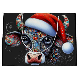 Jul Cow Bull w/Santa Hat Mexican People Art Art