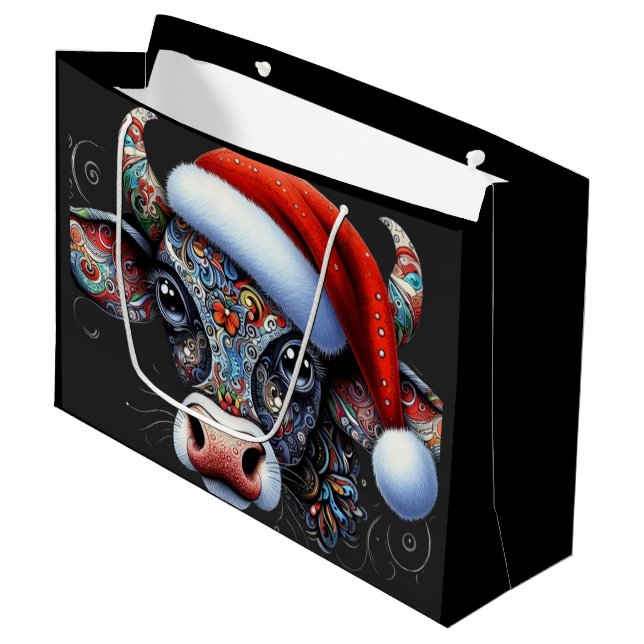 Jul Cow Bull w/Santa Hat Mexican People Art Art (Framsidan Vinklad)