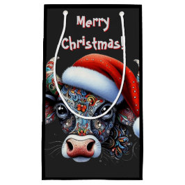 Jul Cow Bull w/Santa Hat Mexican People Art Art