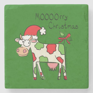Jul Cow Funny Tecknad Kids Stenunderlägg