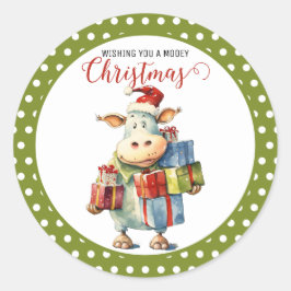 Jul Cow Pun Runt Klistermärke