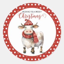 Jul Cow Pun Runt Klistermärke